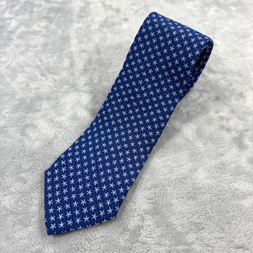 Canali 1934 Blue Micro Geometric Star 100% Silk Tie Textured Made In Italy